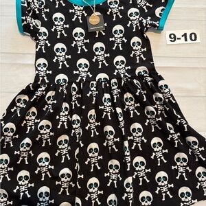 Maxomorra Black Skeleton Print Kids Dress size 9-10